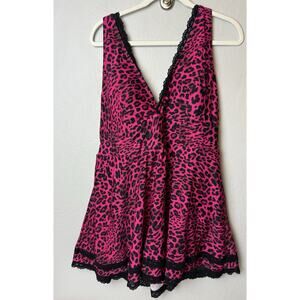 Torrid 3 (3X) Pink Leopard Print Lace Trim Mid Wireless Swim Dress w/Briefs